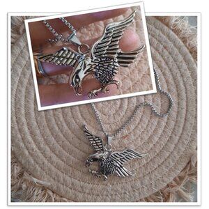 Men's Stainless Steel Gothic Necklace - American Eagle Pendant, NEW!